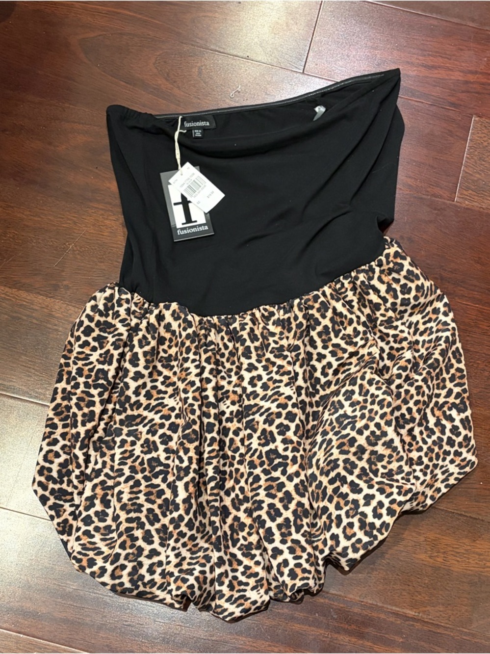 Black & Leopard Print Bubble dress